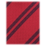 Viola Milano - Fina Stripe 3-Fold Grenadine Tie - Red Mix - Handmade in Italy - Luxury Exclusive Collection