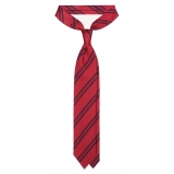 Viola Milano - Fina Stripe 3-Fold Grenadine Tie - Red Mix - Handmade in Italy - Luxury Exclusive Collection