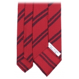 Viola Milano - Fina Stripe 3-Fold Grenadine Tie - Red Mix - Handmade in Italy - Luxury Exclusive Collection