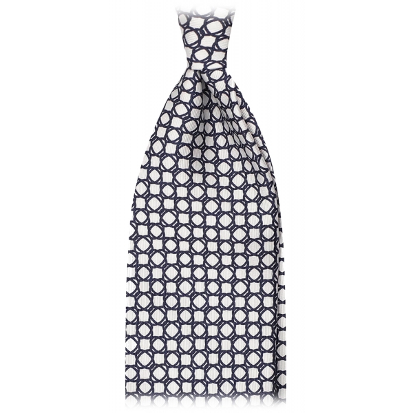 Viola Milano - Floral Chain Selftipped Italian Silk Tie - White - Handmade in Italy - Luxury Exclusive Collection