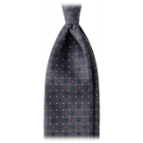 Viola Milano - Floral Pattern Handprinted Selftipped Silk Tie - Grey Mix - Handmade in Italy - Luxury Exclusive Collection