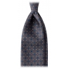 Viola Milano - Floral Pattern Handprinted Selftipped Silk Tie - Grey Mix - Handmade in Italy - Luxury Exclusive Collection