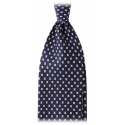 Viola Milano - Floral Pattern Selftipped Italian Silk Tie - Navy/White - Handmade in Italy - Luxury Exclusive Collection