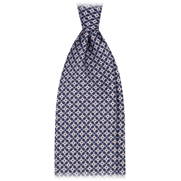 Viola Milano - Floral Pattern Selftipped Silk Tie - Blue Mix - Handmade in Italy - Luxury Exclusive Collection