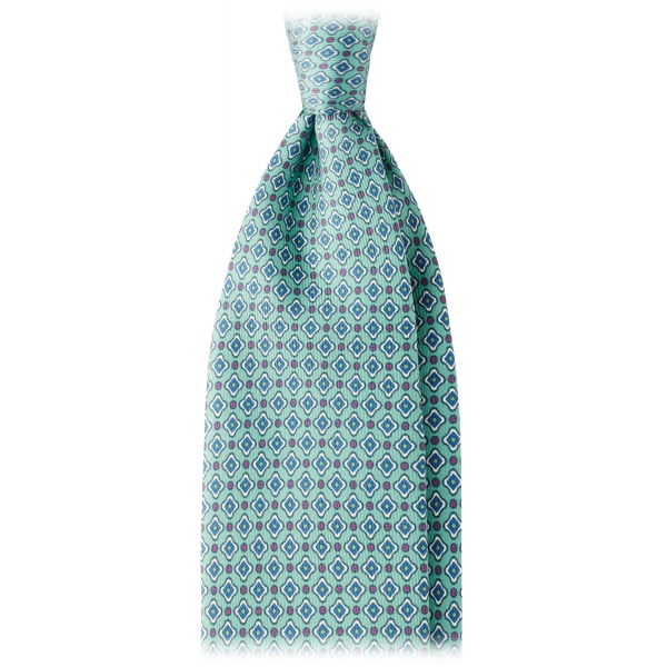 Viola Milano - Floral Pattern Selftipped Silk Tie - Menthol - Handmade in Italy - Luxury Exclusive Collection