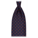 Viola Milano - Floral Pattern Selftipped Silk Tie - Navy/Wine - Handmade in Italy - Luxury Exclusive Collection