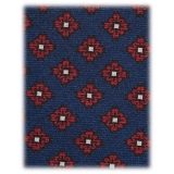 Viola Milano - Floral Pattern Selftipped Silk Tie - Navy/Wine - Handmade in Italy - Luxury Exclusive Collection