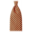 Viola Milano - Floral Pattern Selftipped Silk Tie - Orange - Handmade in Italy - Luxury Exclusive Collection