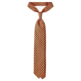 Viola Milano - Floral Pattern Selftipped Silk Tie - Orange - Handmade in Italy - Luxury Exclusive Collection