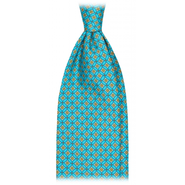 Viola Milano - Floral Pattern Selftipped Silk Tie - Turquoise - Handmade in Italy - Luxury Exclusive Collection