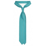 Viola Milano - Floral Pattern Selftipped Silk Tie - Turquoise - Handmade in Italy - Luxury Exclusive Collection