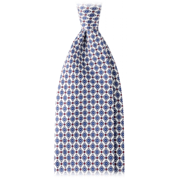 Viola Milano - Floral Pattern Selftipped Silk Tie - White - Handmade in Italy - Luxury Exclusive Collection