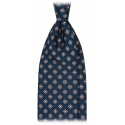 Viola Milano - Floral Pattern Selftipped Italian Silk Tie - Navy/Grey - Handmade in Italy - Luxury Exclusive Collection