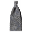 Viola Milano - Fox Brothers Prince of Wales Wool Tie - Grey/Blue - Handmade in Italy - Luxury Exclusive Collection