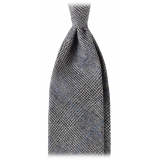 Viola Milano - Fox Brothers Prince of Wales Wool Tie - Grey/Blue - Handmade in Italy - Luxury Exclusive Collection