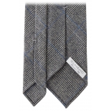 Viola Milano - Fox Brothers Prince of Wales Wool Tie - Grey/Blue - Handmade in Italy - Luxury Exclusive Collection