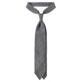 Viola Milano - Fox Brothers Prince of Wales Wool Tie - Grey/Blue - Handmade in Italy - Luxury Exclusive Collection