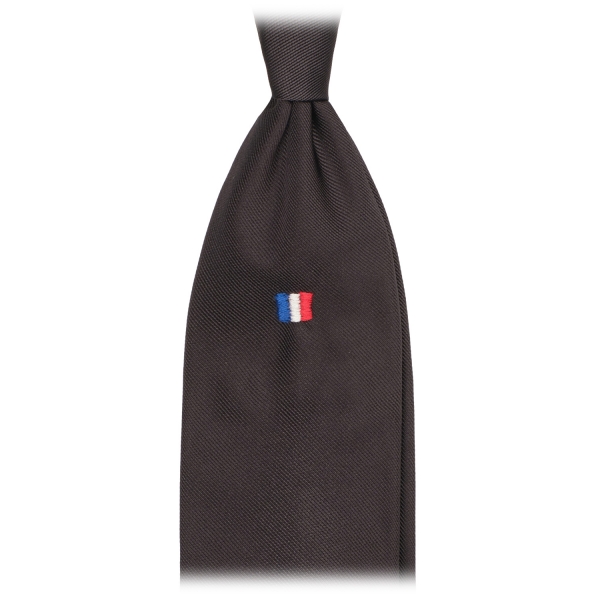 Viola Milano - French Flag Handrolled Woven Silk Jacquard Tie - Navy - Handmade in Italy - Luxury Exclusive Collection