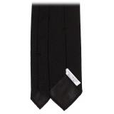 Viola Milano - Grenadine Garza Fina Unlined Tie - Black - Handmade in Italy - Luxury Exclusive Collection