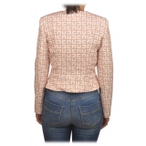 Elisabetta Franchi - Jacket in Two-Tone Monogram Pattern - Pink/Cream - Jacket - Made in Italy - Luxury Exclusive Collection
