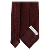 Viola Milano - Grenadine Garza Fina 7-Fold Unlined Tie - Burgundy - Handmade in Italy - Luxury Exclusive Collection