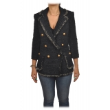 Elisabetta Franchi - Tweed Double-Breasted Blazer - Black - Jacket - Made in Italy - Luxury Exclusive Collection