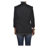 Elisabetta Franchi - Tweed Double-Breasted Blazer - Black - Jacket - Made in Italy - Luxury Exclusive Collection