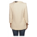 Elisabetta Franchi - Tweed Double-Breasted Blazer - Cream - Jacket - Made in Italy - Luxury Exclusive Collection