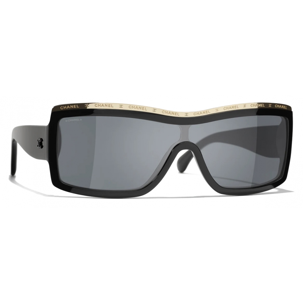 Chanel - Shield Sunglasses - Black White Gold - Chanel Eyewear - Avvenice