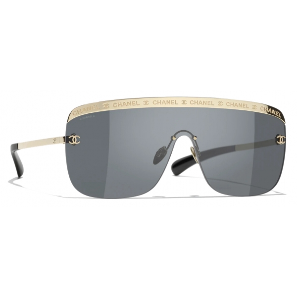 Chanel - Shield Sunglasses - Gold Gray - Chanel Eyewear