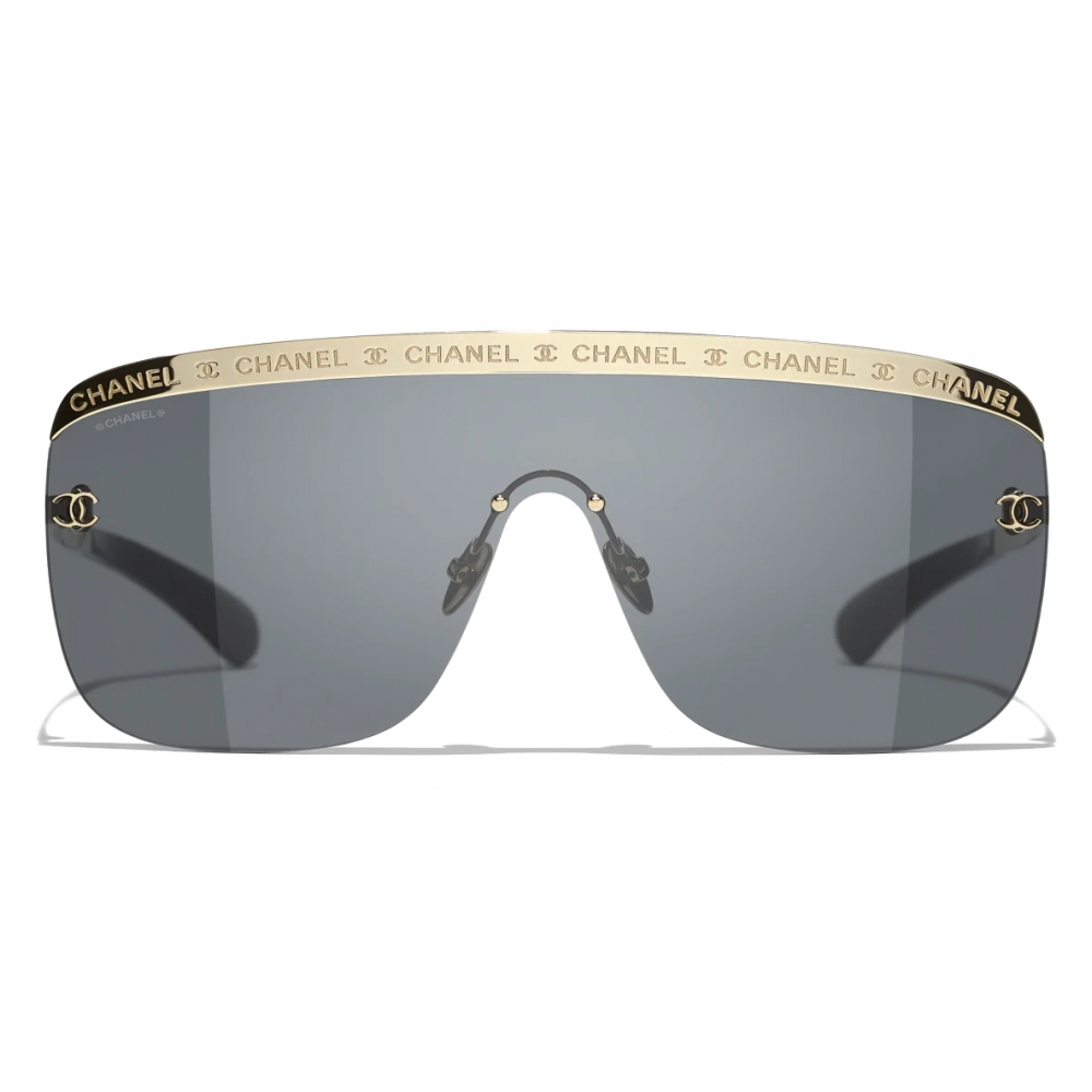 Chanel - Shield Sunglasses - Black White Gold - Chanel Eyewear - Avvenice