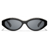 Chanel - Occhiali da Sole Ovali - Bianco Nero Grigio - Chanel Eyewear