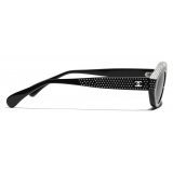 Chanel - Oval Sunglasses - Black White Gray - Chanel Eyewear