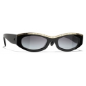Chanel - Oval Sunglasses - Black Gold Gray - Chanel Eyewear