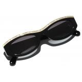 Chanel - Oval Sunglasses - Black Gold Gray - Chanel Eyewear