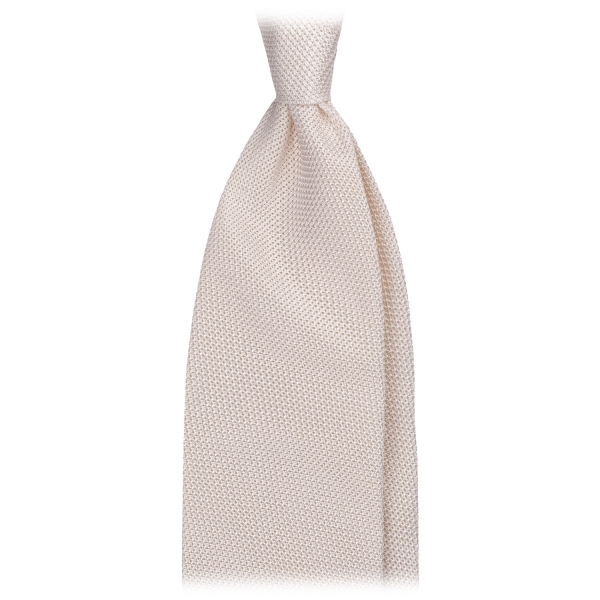 Viola Milano - Grenadine Garza Fina Unlined Tie - Light Ivory - Handmade in Italy - Luxury Exclusive Collection