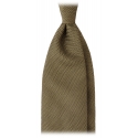 Viola Milano - Grenadine Garza Fina Unlined Tie - Olive - Handmade in Italy - Luxury Exclusive Collection