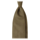 Viola Milano - Grenadine Garza Fina Unlined Tie - Olive - Handmade in Italy - Luxury Exclusive Collection