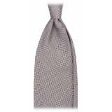 Viola Milano - Grenadine Garza Fina Unlined Tie - Silver - Handmade in Italy - Luxury Exclusive Collection