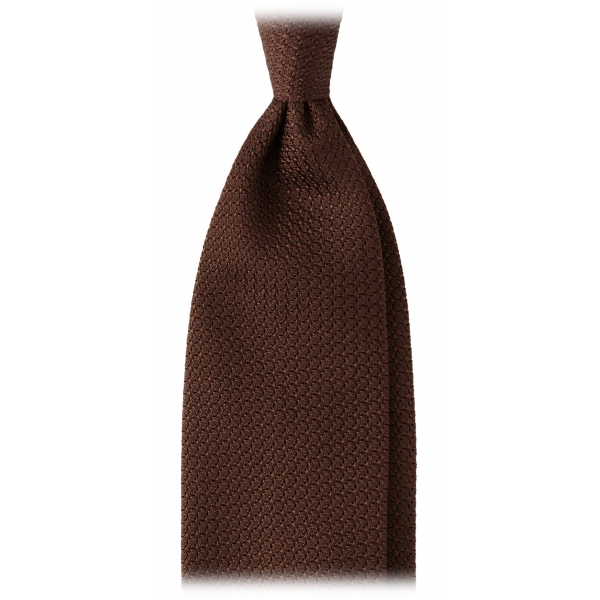 Viola Milano - Grenadine Garza Grossa Unlined Tie - Brown - Handmade in Italy - Luxury Exclusive Collection