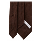 Viola Milano - Grenadine Garza Grossa Unlined Tie - Brown - Handmade in Italy - Luxury Exclusive Collection