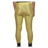 Elisabetta Franchi - Leggings with Logato Pattern - White/Yellow - Trousers - Made in Italy - Luxury Exclusive Collection