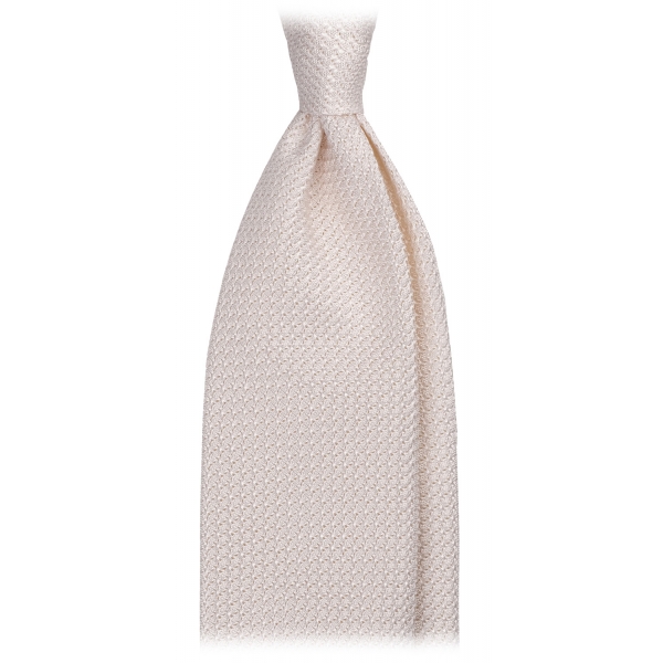 Viola Milano - Grenadine Garza Grossa Unlined Tie - Ivory - Handmade in Italy - Luxury Exclusive Collection