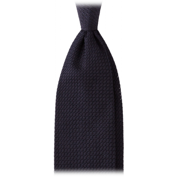 Viola Milano - Grenadine Garza Grossa Unlined Tie - Navy - Handmade in Italy - Luxury Exclusive Collection