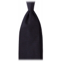 Viola Milano - Grenadine Garza Grossa Unlined Tie - Navy - Handmade in Italy - Luxury Exclusive Collection