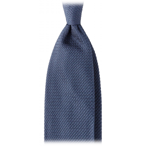 Viola Milano - Grenadine Garza Grossa Unlined Tie - Sea Blue - Handmade in Italy - Luxury Exclusive Collection