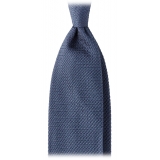 Viola Milano - Grenadine Garza Grossa Unlined Tie - Sea Blue - Handmade in Italy - Luxury Exclusive Collection