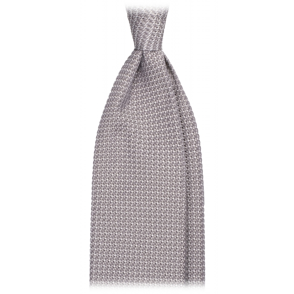 Viola Milano - Grenadine Garza Grossa Unlined Tie - Silver - Handmade in Italy - Luxury Exclusive Collection