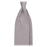 Viola Milano - Grenadine Garza Grossa Unlined Tie - Silver - Handmade in Italy - Luxury Exclusive Collection