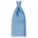 Viola Milano - Grid Chain Selftipped Italian Silk Tie - Light Blue - Handmade in Italy - Luxury Exclusive Collection